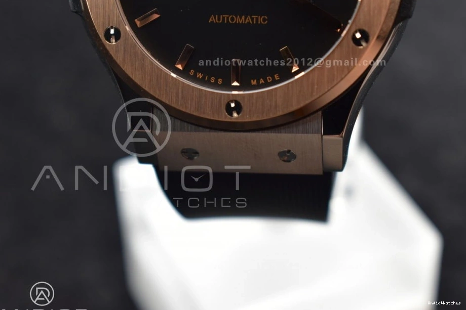 Dial HBF Black 45mm A Black Edition 588 Fusion RG Strap 1:1 on Bold Gummy Best 0414